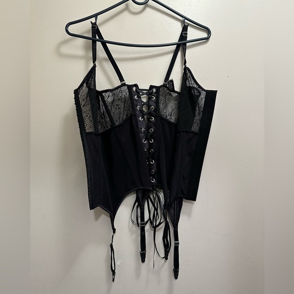 Acelandy Black Lace Corset Lingerie Top W/ Garter Size S/M NWT - Picture 1 of 13